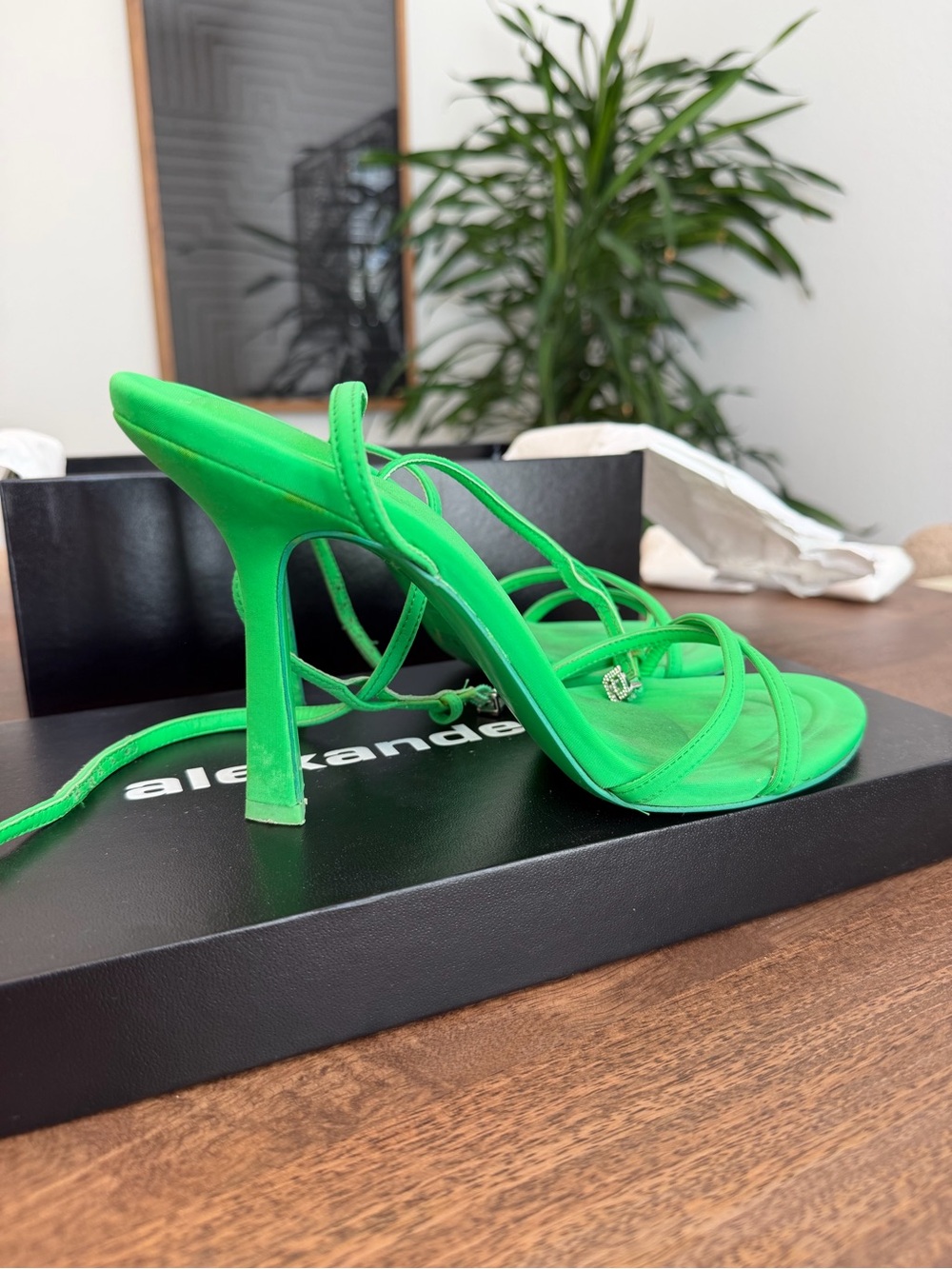 Alexander Wang Bright Green Strappy Stiletto Sandals